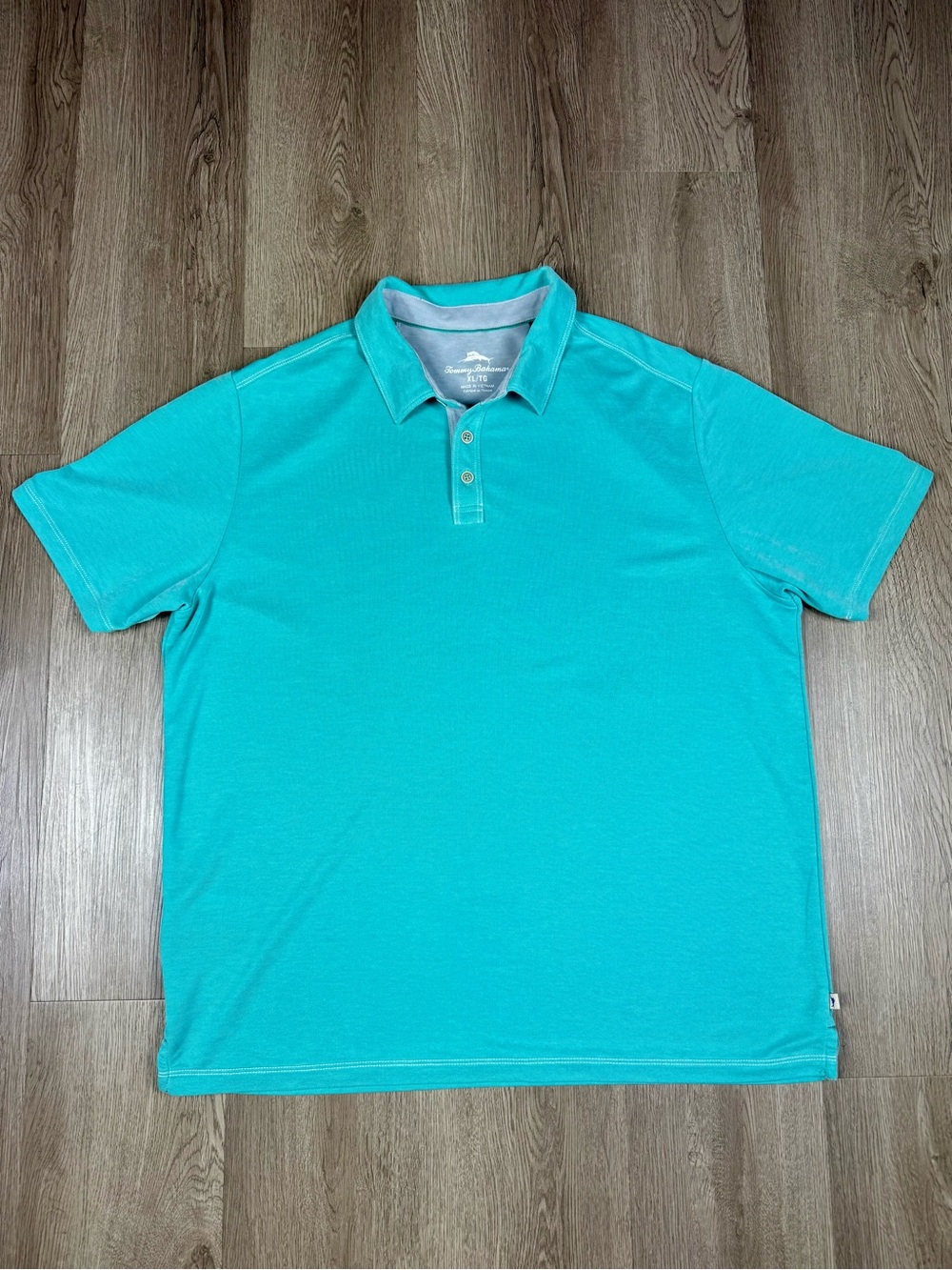 Tommy Bahama Teal Aqua Polo Shirt TENCEL Lyocell Blend Short Sleeve Golf Mens XL